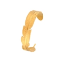 Bracciale rigido aperto in acciaio inossidabile placcato oro 18K con design a piuma - Oro