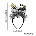 Happy New Year headband with black and gold glitter hat and champagne motifs - Top Hat Happy New Year