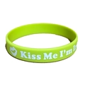 Green St. Patrick's Day silicone wristband featuring white Kiss Me I'm Irish text - Light Green Kiss Me Style