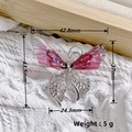 Pink gradient butterfly brooch with rhinestones measuring 42.8mm by 43.5mm - Silver Red Butterfly
