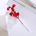 Artificial red holly berry branch with black accents for home winter holiday decoration - Blackish Red 8-prong Foam Particles