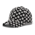 Detailed embroidery of sun patterns and geometric diamonds on black baseball cap - One Size / Black B