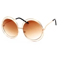 Vintage round double-frame metal sunglasses with golden rim and brown gradient lenses - Gold Frame Brown Gradient C3