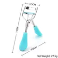 Eyelash curler with sky blue silicone handle and precise length measurements - Blue
