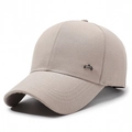 Beige heren baseballpet met geweven textuur en klein metalen logo op witte achtergrond - Verstelbaar / Khaki