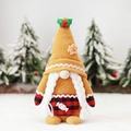 Christmas gnome doll with ginger velvet hat and red checkered apron in a snow scene - Female Gnome With Braids