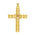 Gold plated cross pendant featuring yellow square gemstones and clear crystals detail - Pendant 79 (Gold Yellow Stone Luxury Cross)