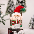 Schattige kerst-elf snoeppot met rode muts en transparante bolvormige geschenkverpakking - Rode Hoed Snoeppot