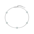 Minimalist S925 sterling silver chain bracelet featuring five blue round opal beads - 925 Silver / White Gold Light Blue