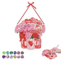 DIY Valentinstag Diamant Painting Schlüsselanhänger mit Herz, Blumen und Strasssteinen - Herz & Rosen Glas Hängedeko