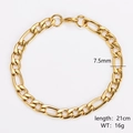 Detailed view of 7.5mm golden Figaro chain with lobster clasp, 21cm length and 16g weight - Gold (7.5mm)