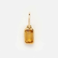 Golden rectangular charm with bright yellow zircon stone for DIY necklaces - November Pendant-Amber