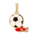 Détail du pendentif de football et chaussure émaillé pour bracelets DIY sur fond blanc - Chaussure Rouge et Football