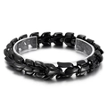 Polished black dragon scale link bracelet for men made of vacuum plated titanium steel - 22cm / Black