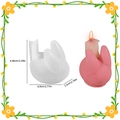DIY rabbit ear candle silicone mold with pink wax sample and precise dimension markings - Cute Rabbit Candlestick Mold / Semi-transparent White
