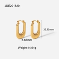 U-shaped 18K gold titanium steel earrings with textured finish and precise dimensions - Threaded U-Shaped Style (JDE201829)