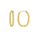 Minimalist S925 sterling silver beaded oval hoop earrings plated in 14K gold - Small Beaded Hoop Earrings / S925 Silver Plated 14K Gold / Gold