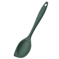 Dark green silicone cooking spoon with solid handle and hanging hole for non-stick cookware - Medium Solid Spoon