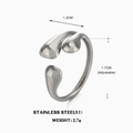 Anello a goccia d'acqua regolabile in acciaio inossidabile con finitura lucida - Aperto Regolabile / Anello a Goccia d'Acqua in Acciaio