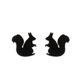 Symmetric minimalist black squirrel silhouette stud earrings in stainless steel - Squirrel / Black