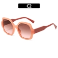 Occhiali da sole quadrati stile boho con montatura pesca e lenti rosa sfumate - Rosso Arancio