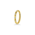 Golden stainless steel nose ring with heart engraving and sparkling cubic zirconia stones - 14# Multi-Zircon Inlay / 1.2mm x 10mm / Gold