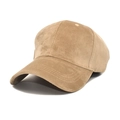 Detailansicht einer braunen Samt-Baseballkappe mit Fokus auf Nähten und Textur. - M (56-58cm) / Beige