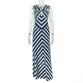 Dettaglio del motivo chevron blu e bianco con scollatura all'americana sul vestito - S / Nero & Bianco