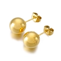 Polished gold-plated stainless steel ball earrings with secure butterfly backings - Gold Color Round Ball Stud Earrings 10mm(KLJ591-Z)