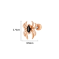 Rose gold spider stud earring with black gemstone and detailed size measurements - Spider Style(5#) / Rose Gold
