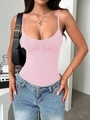 Rosa Y2K Camisole Jumpsuit mit schmalen Trägern und Raffung für Damen im Sommer - S / Rosa