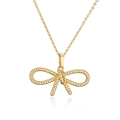 Elegant gold bow knot necklace with twisted rope texture on a reflective white background - Gold Twisted Bowknot Necklace