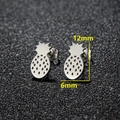 Minimalist pineapple stud earrings in silver finish featuring detailed cut-out texture - 103 Pineapple / Steel