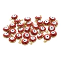 Rote Evil Eye Anhänger mit goldenem Metallrand für DIY Schmuckherstellung - Rot-Goldener Rand