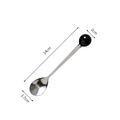 Vintage ceramic spoon with black ball handle and stainless steel body, 14cm length - Black Bead Spoons (Set of 2)