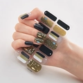 Self-adhesive 3D nail wraps DQ3-068 with gold foil and stars on dark green base - Black Dark Green Gold Foil Polka Dot Star (DQ3-068)