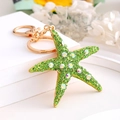 Detail of green starfish keychain with iridescent rhinestones and gold-tone hardware - Starfish 4 (Green)