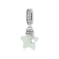 S925 Sterling Silber Stern Wunschflaschen Anhänger mit Leuchtstein und Zirkonia Besatz - Stern Wunschflasche Anhänger