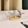 Solid wood watch display stand with a grey velvet cylinder for jewelry storage - 1-Tier Solid Wood Bracelet Stand-Ice Grey Velvet