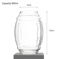 Rugby-shaped 800ml clear glass spirit cup with detailed measurements and texture - Rugby Beer Mug/800ml