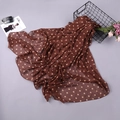 Brown leopard print silk scarf with light polka dots in soft lightweight chiffon - Polka Dot Coffee