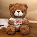 Brown teddy bear in white I Love You t-shirt for Valentine's Day plush gift - Dark Brown Bear 3-Heart T-shirt / 20cm