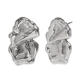 Irregular silver textured earrings with crushed lava metal finish and artistic design - Vintage Irregular - Silver