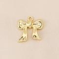 Macro shot of 18K gold plated bow pendant with smooth metallic luster for DIY jewelry - Simple Shiny Bow (PJ0134) / Gold