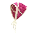 Handmade crochet rose pink and cream white daisy triangle bandana with ties - Rose Pink Beige Patchwork