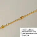 18k gold plated stainless steel curb chain with beads, length 42cm plus 5cm extender - 04 Side-wrapped Bead Chain