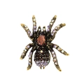 Vintage spider brooch with red cat eye stone and purple rhinestones on a gold setting - Light Purple