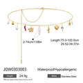 Golden stainless steel waist chain with mixed charms like pearls and sea shells - Multi-pendant Waist Chain Style (JDW0303003)