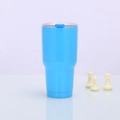 30oz blue insulated stainless steel travel tumbler with transparent lid and leak-proof slider - 30oz / Painted Blue