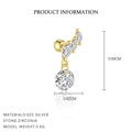 Elegant 925 sterling silver star and moon stud earring with sparkling zircon in gold finish - Marquise and Round Zirconia Drop Earring (E4638-Gold/Single)